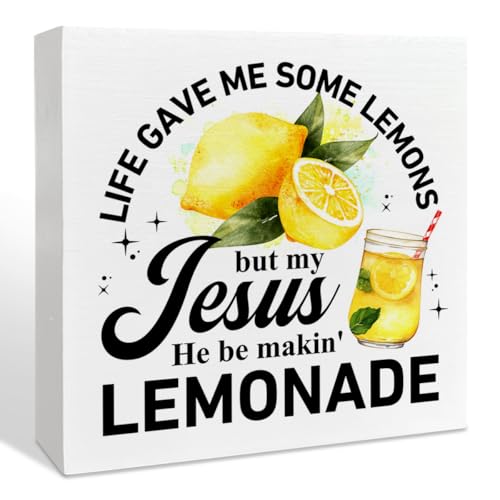Jesus Lemonade Wood Box Sign, 5x5 Rustic Christian Kitchen Decor