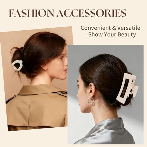 Esitrormi 8PCS Flat Claw Clips & Duckbill Hair Clips Matte Neutral Tones