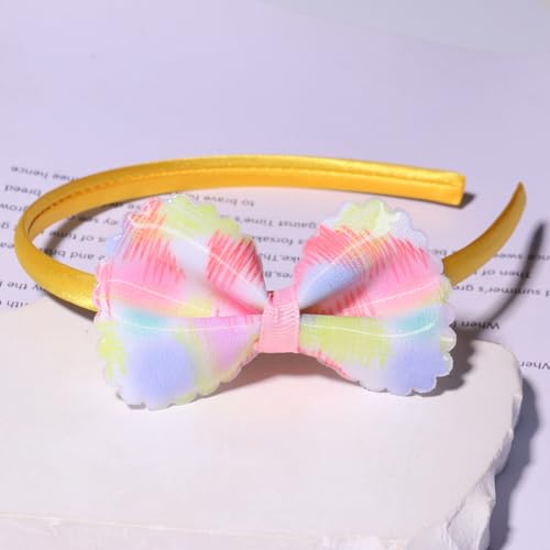 Yellow Laser Bow Headband Cute Shiny Hair Accessory for Women and Girls