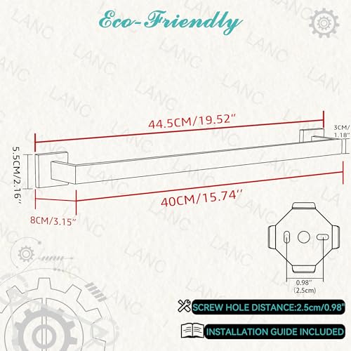 LANC 16-Inch Brushed Nickel Towel Bar - Wall Mounted Stainless Steel