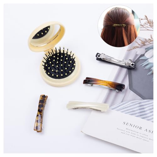 Retro French Hair Barrette Clips for Fine Hair, 4-Piece Tortoise Shell Set