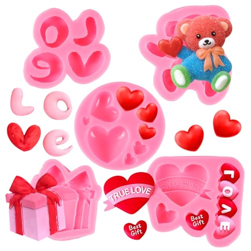Heart Silicone Chocolate Molds Set - 5 Pcs for Baking & Crafts