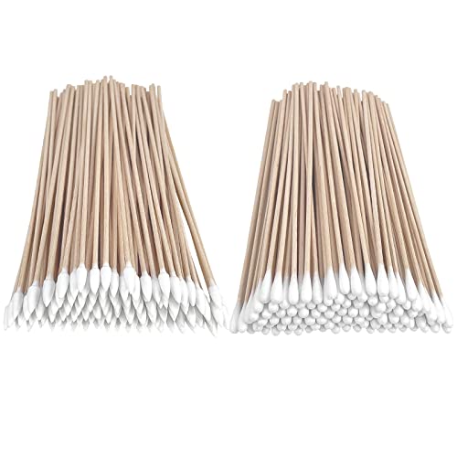 Eyxformula 6-Inch Long Cotton Swabs 200 Pcs - Bamboo Sticks with Round and Pointed Tips