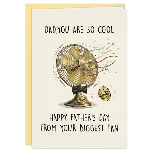 Funny Father's Day Card for Dad - Biggest Fan Design with Gold Envelope