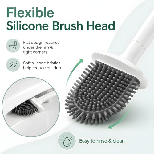 Compact Wall-Mounted RV Toilet Brush & Holder Set - Silicone Design