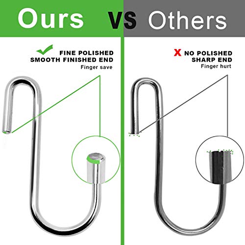 LU2000 Heavy Duty Stainless Steel S-Hooks - 2.4 Inch Pot Rack Hangers (10 Pack)