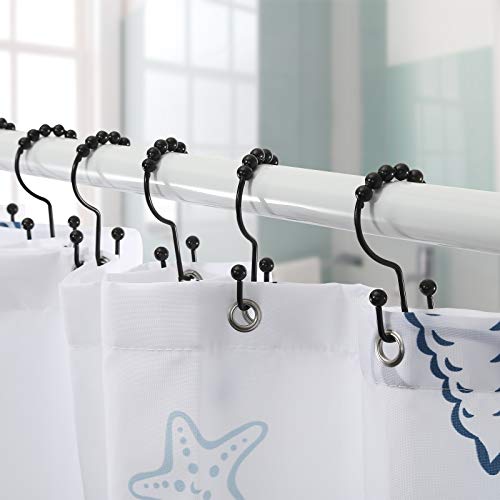 Goowin Stainless Steel Black Shower Curtain Hooks - Rust Proof & Smooth Sliding
