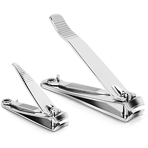 Tranchou Stainless Steel Nail Clipper Set with Built-in File, Large and Small