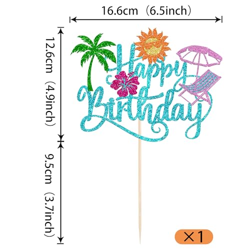 Tropical Hawaiian Luau Cake Topper | Glitter Palm Leaf Decoration