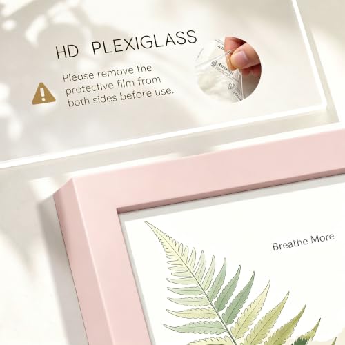 Picrit 8.5x11 Picture Frame in Pink, Shatterproof Wall-Mount Photo Frame