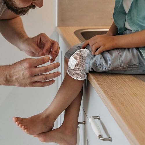 2 Rolls Tubular Bandage, 2.3 Inch Elastic Net Bandages, Wound Dressing Elastic Mesh Net, Tubular Gauze for Arm Wounds Without The Use of Adhesive Tape