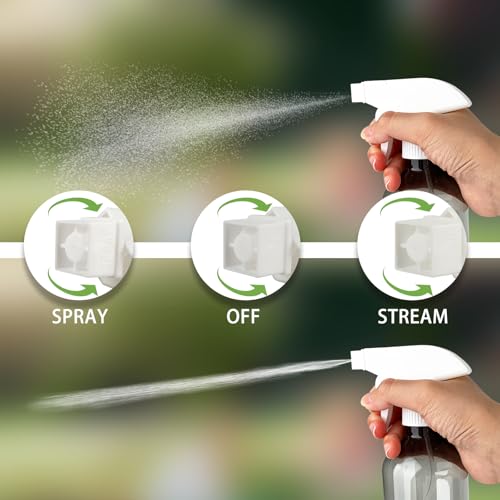 YOLCAR 300ml Clear Black Plastic Spray Bottle with Adjustable Nozzle
