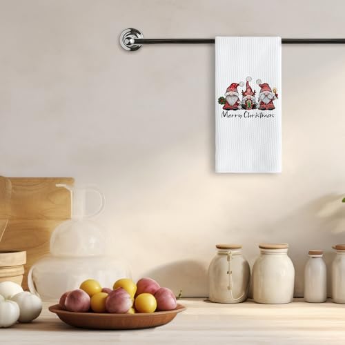 Christmas Kitchen Towels 16x24 Inches Santa Gnomes Holiday Dish Hand Towel
