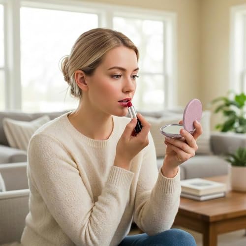 WINDAWNKE Mini Round Folding Compact Mirror Travel Pocket Makeup Mirror