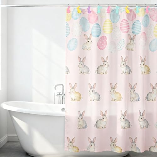 Easter Bunny Shower Curtain Hooks Set - Resin & Metal Decor for Bathroom & Home