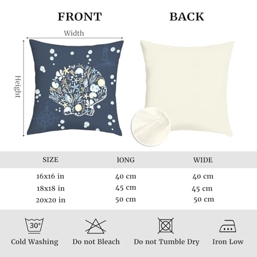 Sea Turtle Throw Pillow Covers Set of 4 - 18x18 Inch Ocean Decor