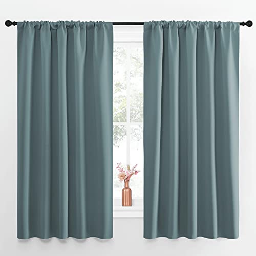NICETOWN Greyish Blue Blackout Curtains, 52" x 63" (Pack of 2)