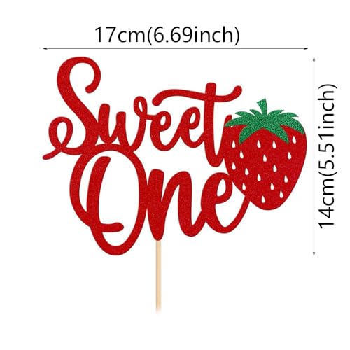 Sweet One Strawberry Cake Topper for 1st Birthday Party