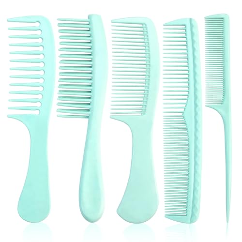 START MAKERS 5-Piece Hair Comb Set for Styling and Detangling - Green