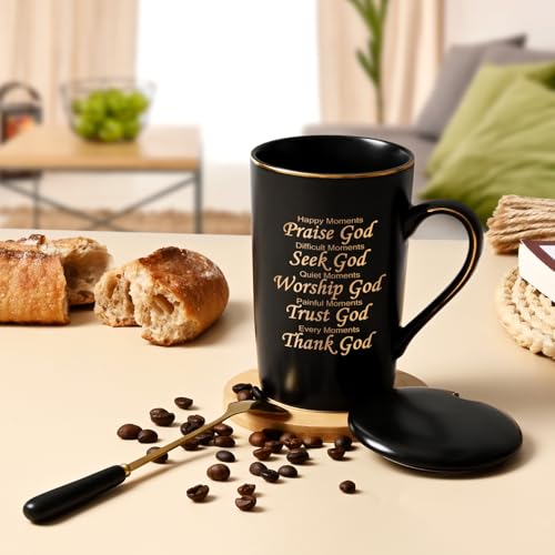 Happy Moments Praise God Religious Coffee Mug 14 Oz - Inspirational Gift for Women Men