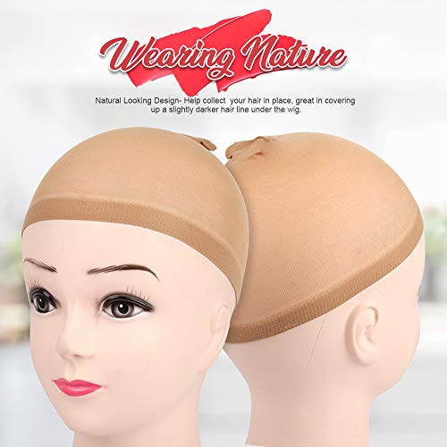 Fandamei 6 Pcs Stretchy Nylon Wig Caps for Women - Light Brown