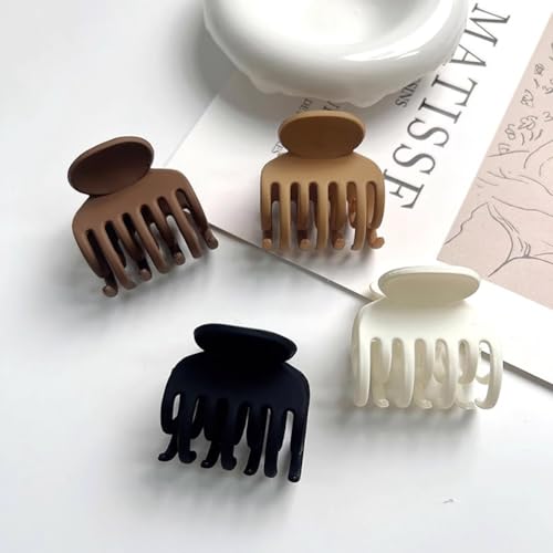 Faucye 8 Pack Medium Hair Claw Clips Matte Nonslip Rectangle Hair Jaw Clips