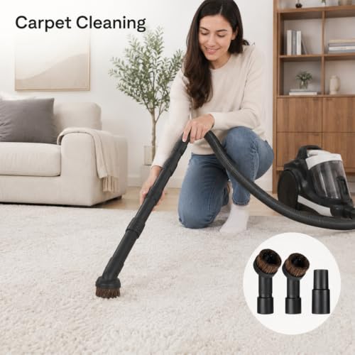 Horse Hair Vacuum Brush Attachment Set - 1-1/4" Round Dusting Brush (2 Pack)