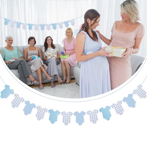 Blue Baby Bodysuit Bunting Banner - Pre-Strung Baby Shower Decor