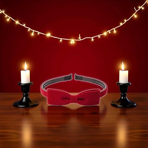 Burgundy Velvet Bowknot Headband, Non-Slip Toothed Cute Hair Accessory