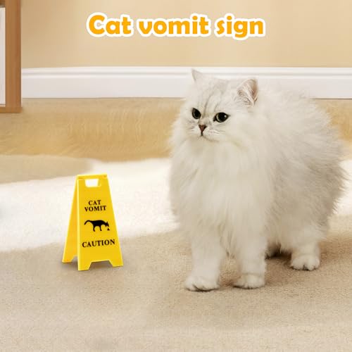 Cat Vomit Caution Sign 2-Pack - Funny 3D-Printed Desk Decor