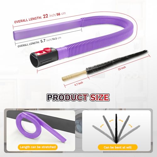 Dryer Vent Cleaner Kit with Flexible Brush & Vacuum Hose for Lint Removal