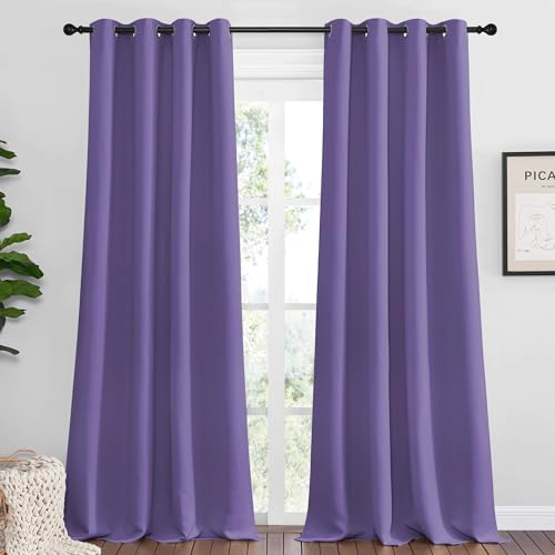 NICETOWN Lilac Purple Blackout Curtains, 102" Long, 2 Panels