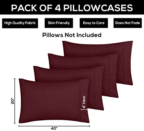 Utopia Bedding King Size Pillow Cases, Set of 2, Soft Microfiber, Burgundy