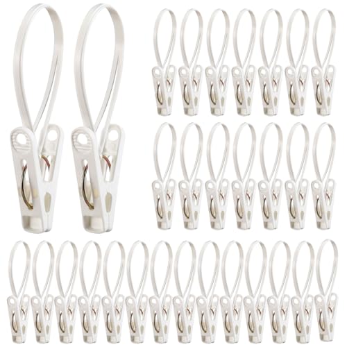 Honeydak 30 Pack Baby Hangers with Clips for Pants & Socks, White