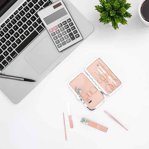 Kidoom 9-Piece Manicure Pedicure Kit & Professional Grooming Set in Rose Gold