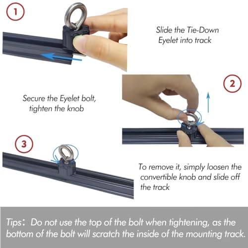 9004 Kayak Rail Track Screws Tie Down Eyelet, Kayak Knob Nuts Hardware, Stainless Steel Kayak Screws, Outdoor Parts Tool Rails Bolts for Canoe Boat.