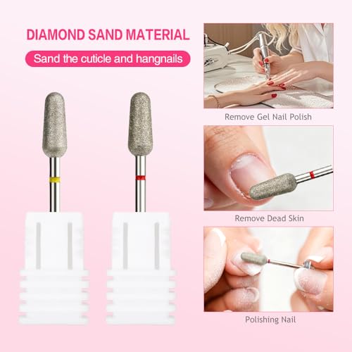 Cuticle Clean Nail Drill Bits 3/32 Inch 2Pcs Safety Peanut Shape