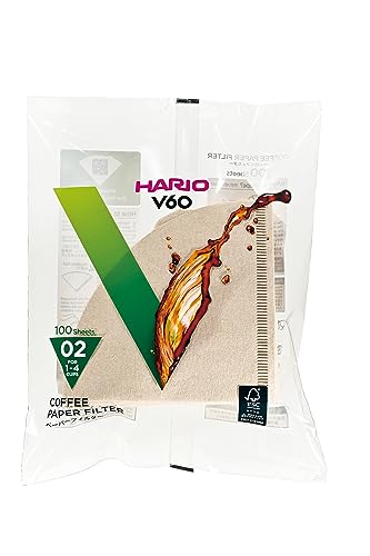 Hario V60 Size 02 Natural Paper Coffee Filters - 100ct