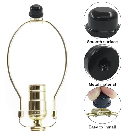 Rierdge 2 Pack Metal Lamp Finials, Black Decorative Knobs for Lamp Shades, 1/4-27 Thread