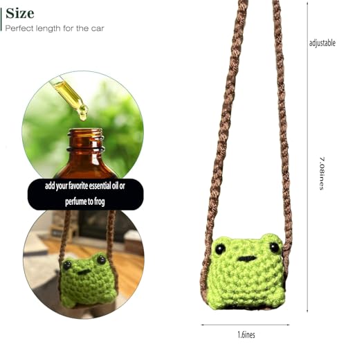 Cute Crochet Frog Car Decor | Hand-Made Rear View Mirror Charm