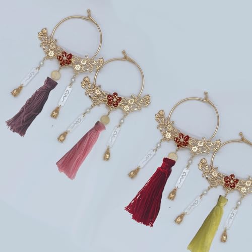 110Pcs Burgundy Mini Crafting Tassels with Golden Jump Rings - 3cm