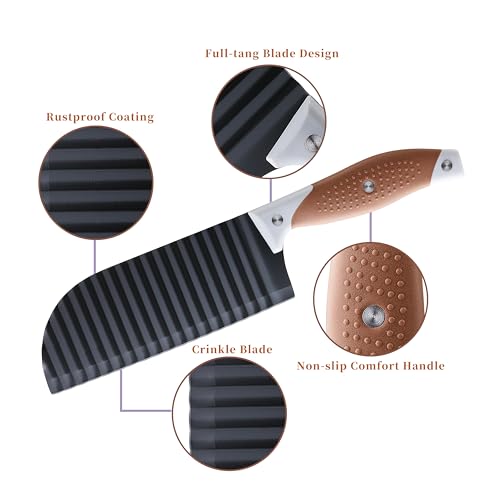 OLULU Crinkle Cutter for Veggies, Stainless Steel Wavy Fry Slicer