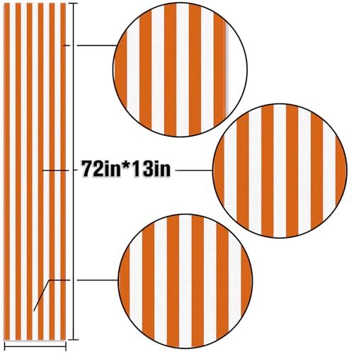Orange & White Striped Table Runner 13" x 72" for Parties