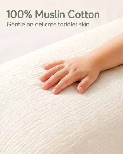 Wimist Muslin Toddler Pillowcases 2-Pack, 13x18, Beige & Pale Yellow