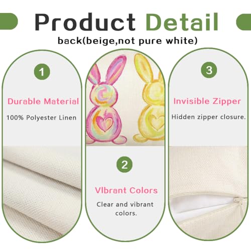 Easter Bunny Throw Pillow Cover 12x20 Inch - Colorful Spring Decor