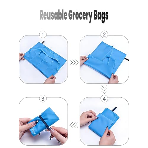 Bayyeskey Reusable Grocery Bags - 10 Pack Foldable Shopping Totes