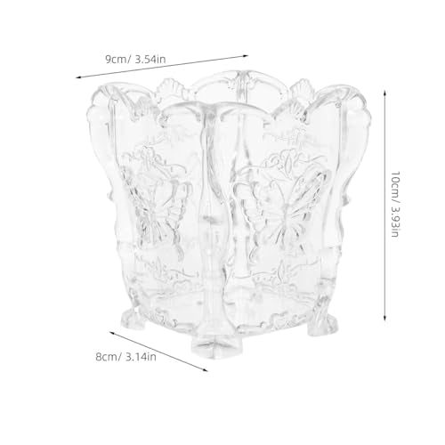 VALICLUD Acrylic Makeup Brush Holder, Transparent Butterfly Carved Cup