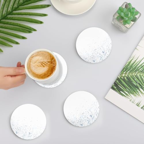Starry Ink Round Marble Coasters Set of 2 with Cork Backing