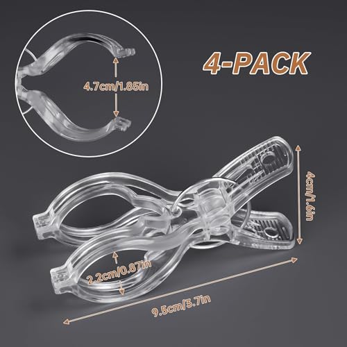NiHome 4-Pack Clear Spring-Loaded Kitchen Towel Clips, Anti-Slip Holder for Secure Towel Storage