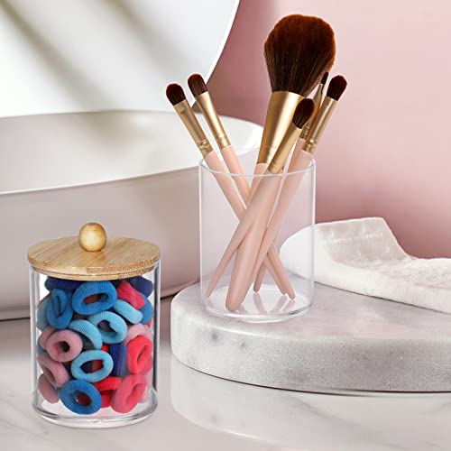 Tbestmax 10oz Q-Tip Holder & Cotton Swab Dispenser with Bamboo Lids (2 Pack)